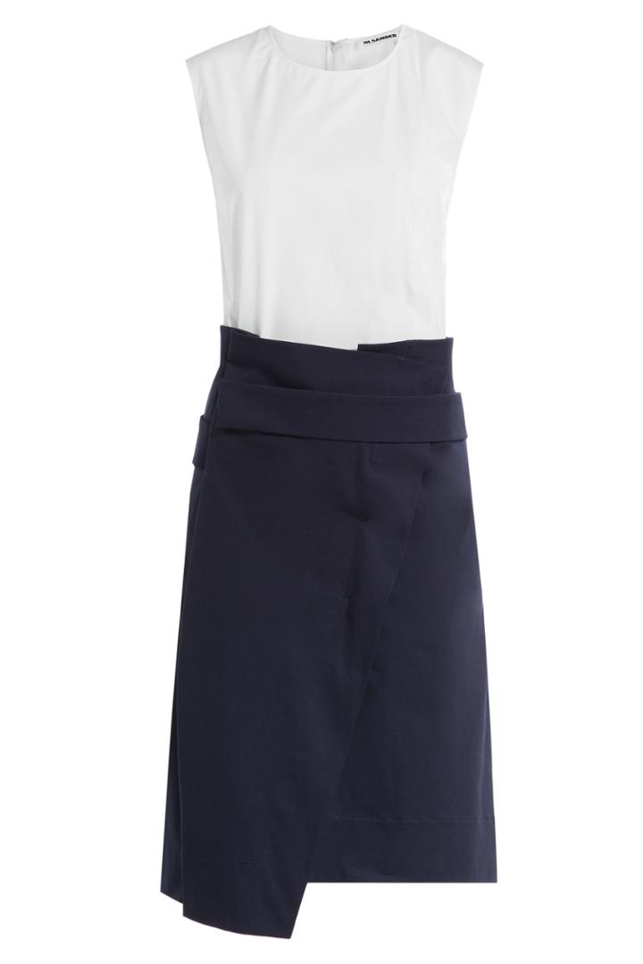 Jil Sander Jil Sander Color-block Cotton-twill Dress - Blue
