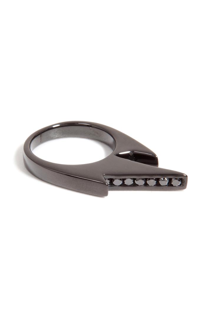 Lynn Ban Lynn Ban Black Rhodium-plated Silver Jagged Knuckle Ring C