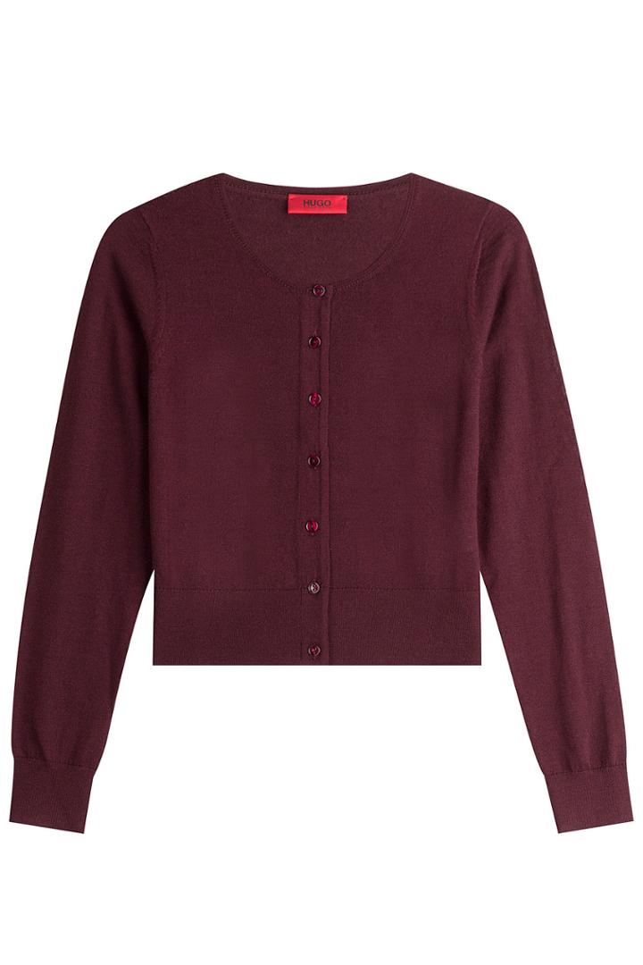 Hugo Hugo Virgin Wool Cardigan - Purple