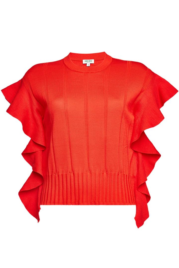 Kenzo Kenzo Cotton-silk Ruffle Side Top