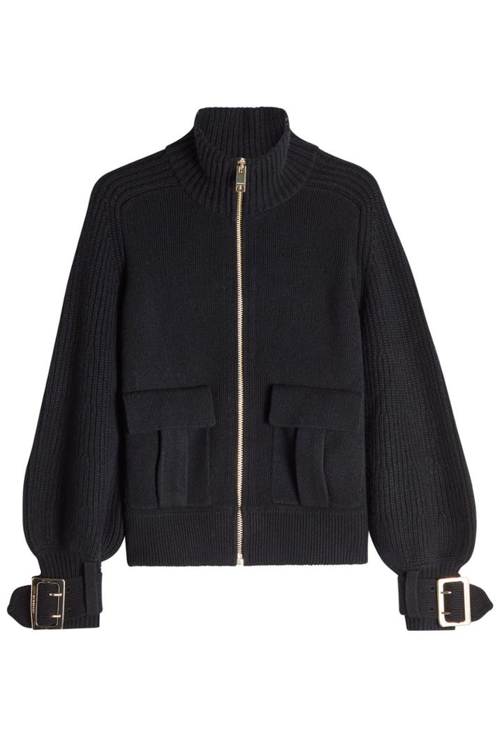 Burberry London Burberry London Zipped Wool Cardigan With Cashmere - Black