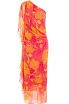 Diane Von Furstenberg Diane Von Furstenberg Printed Silk One Shoulder Dress - Magenta