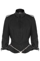 Alexander Mcqueen Alexander Mcqueen Cotton Jacket With Zipped Peplum - Black