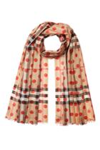 Burberry Burberry Printed Check Scarf In Mulberry Silk And Wool