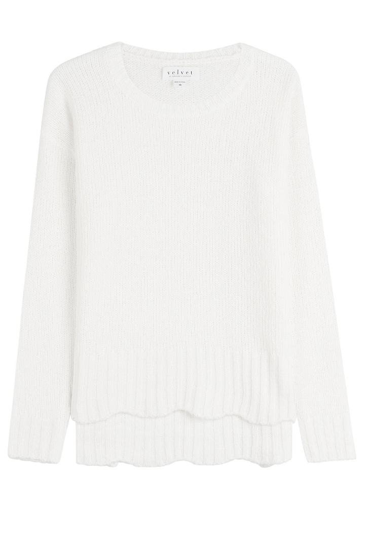 Velvet Velvet Scalloped Hem Sweater - White