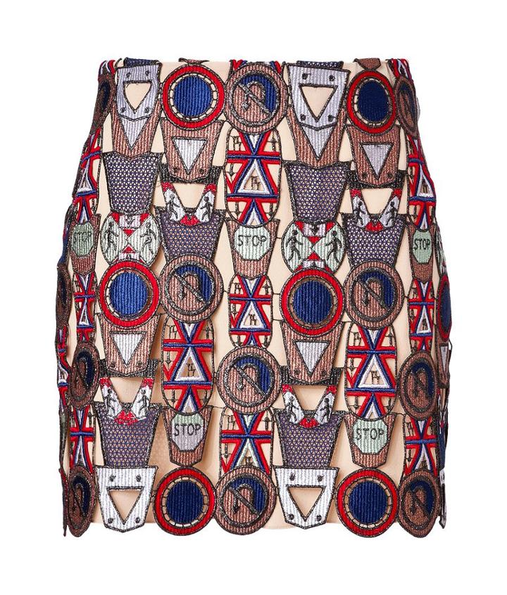 Mary Katrantzou Poppycon Lace Mini-skirt