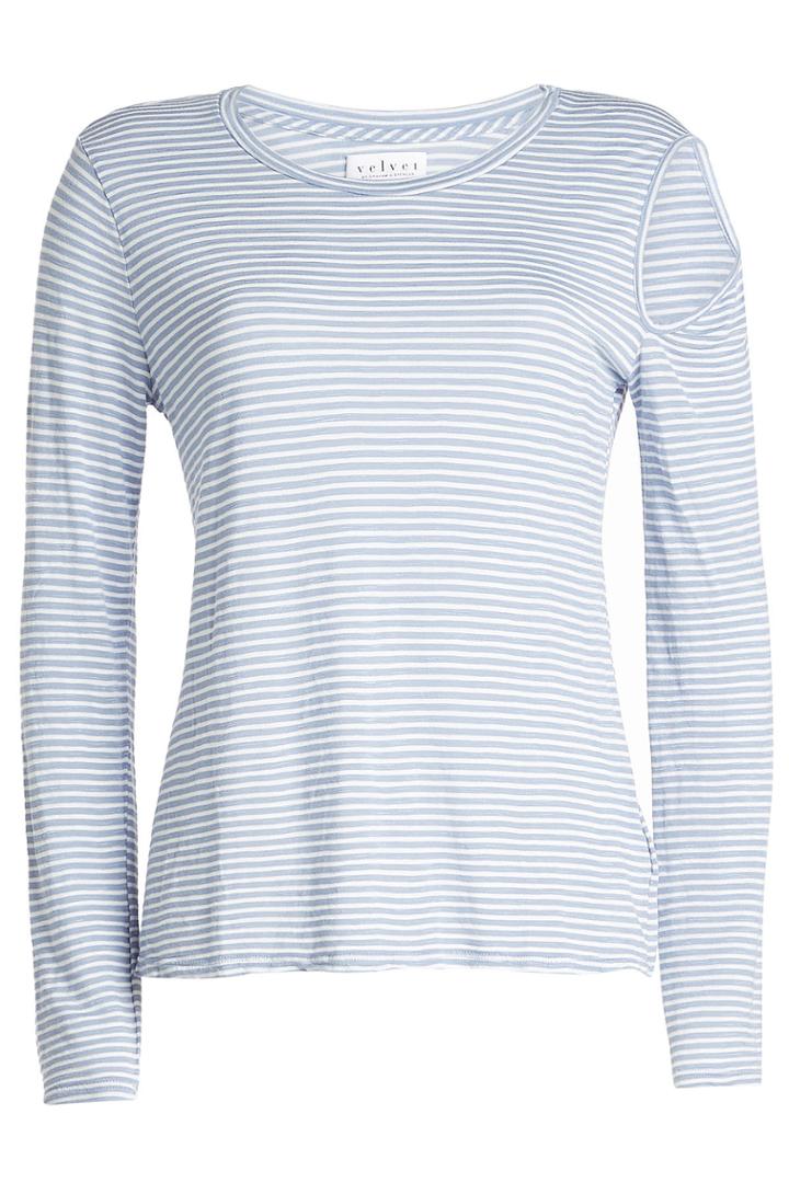 Velvet Velvet Striped Top With Cut-out Detail