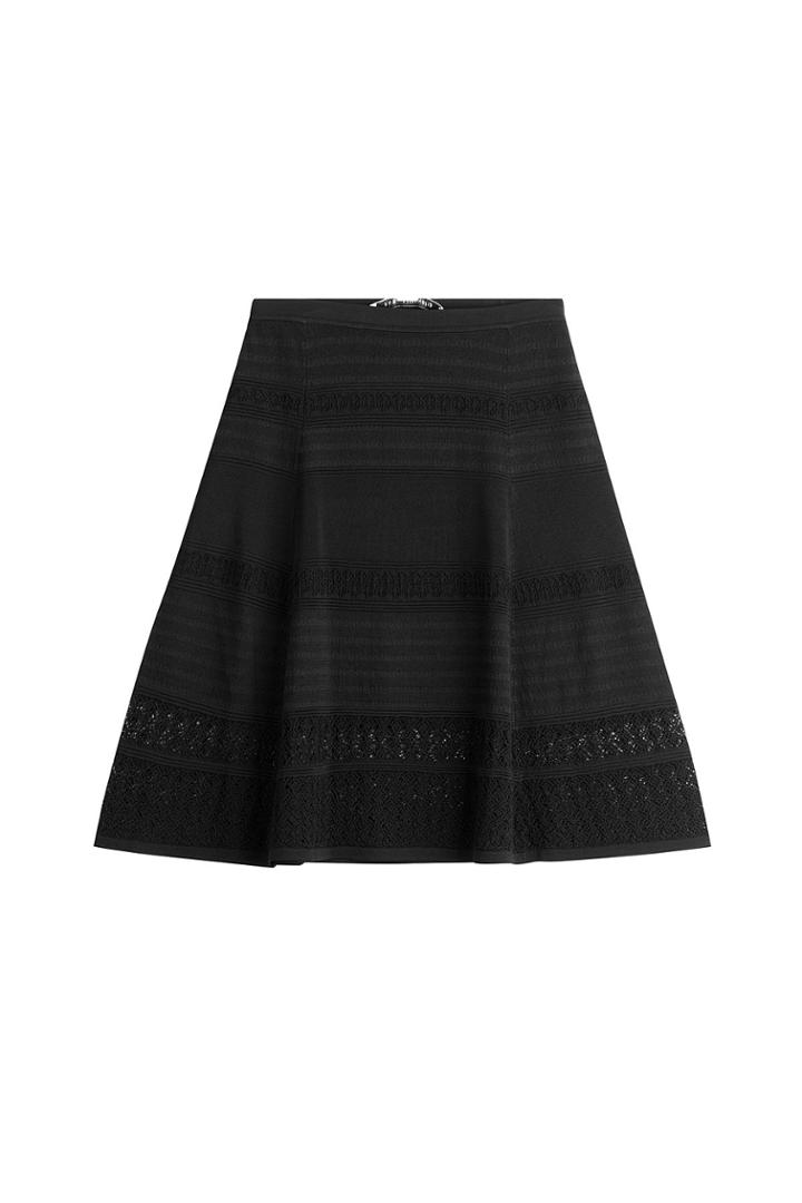 Diane Von Furstenberg Diane Von Furstenberg Flared Skirt With Lace Trim - Black