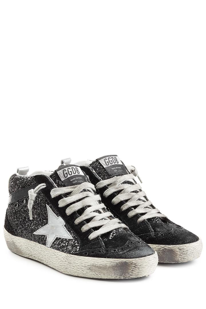 Golden Goose Golden Goose Mid/star Glitter Sneakers With Suede - Black
