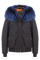 Mr & Mrs Italy Mr & Mrs Italy Bomber Jacket With Raccoon Fur Collar - Blue