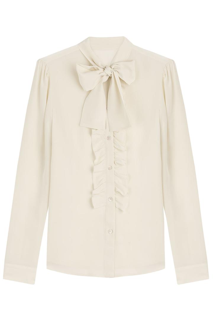Red Valentino Red Valentino Silk Blouse With Ruffled Front - White