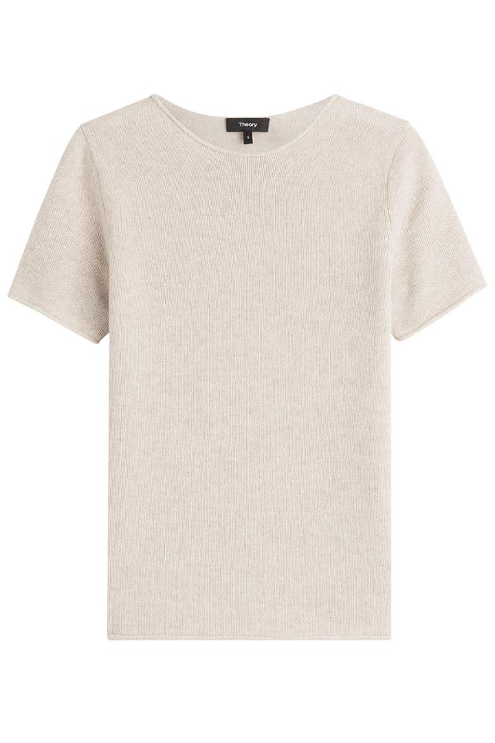 Theory Theory Short Sleeve Cashmere Top - Beige