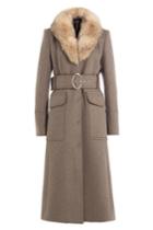 Tara Jarmon Tara Jarmon Virgin Wool Coat With Fur Collar - Grey