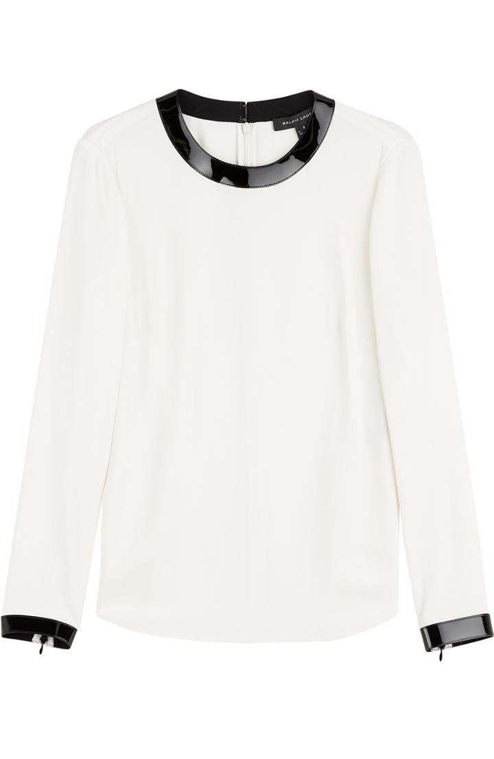 Ralph Lauren Black Label Blouse With Patent Leather Trims