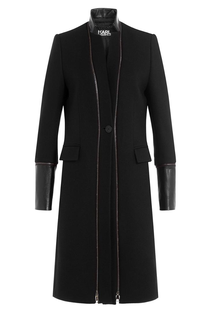 Karl Lagerfeld Karl Lagerfeld Virgin Wool Coat With Zippers - Black