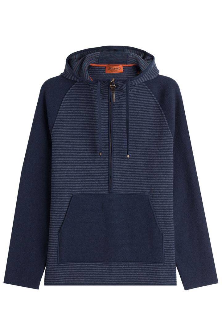Missoni Missoni Zipped Wool Jacket With Hood - Blue