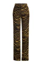 Roberto Cavalli Roberto Cavalli Velvet Wide Leg Animal Print Pants - Black