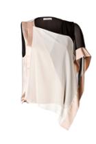 Bouchra Jarrar Silk Colorblock Asymmetric Draped Top