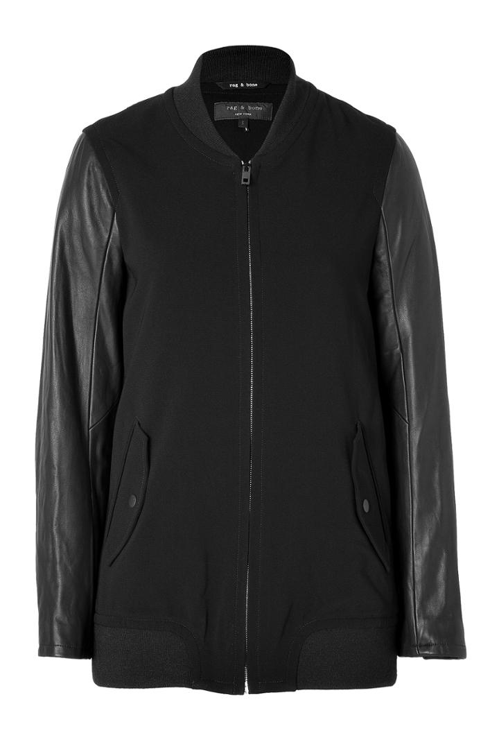 Rag & Bone Rag & Bone Leather Sleeve Pacific Jacket In Black