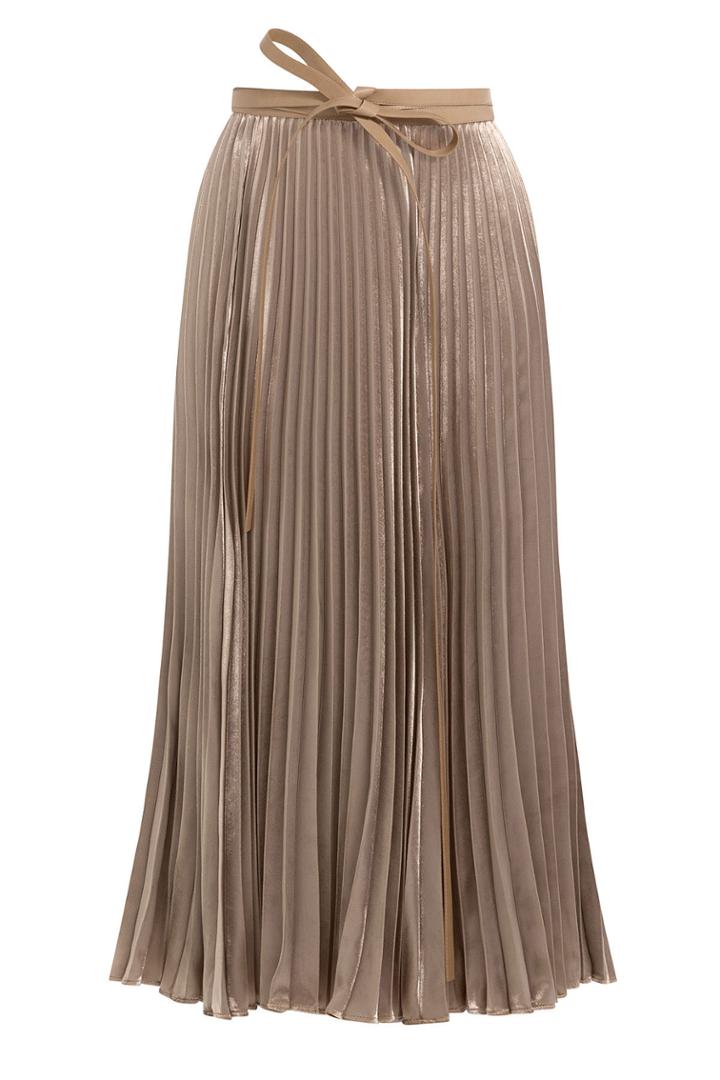 Valentino Valentino Pleated Velvet Skirt With Silk