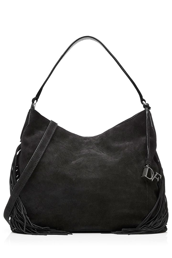 Diane Von Furstenberg Diane Von Furstenberg Fringed Suede Tote - Black