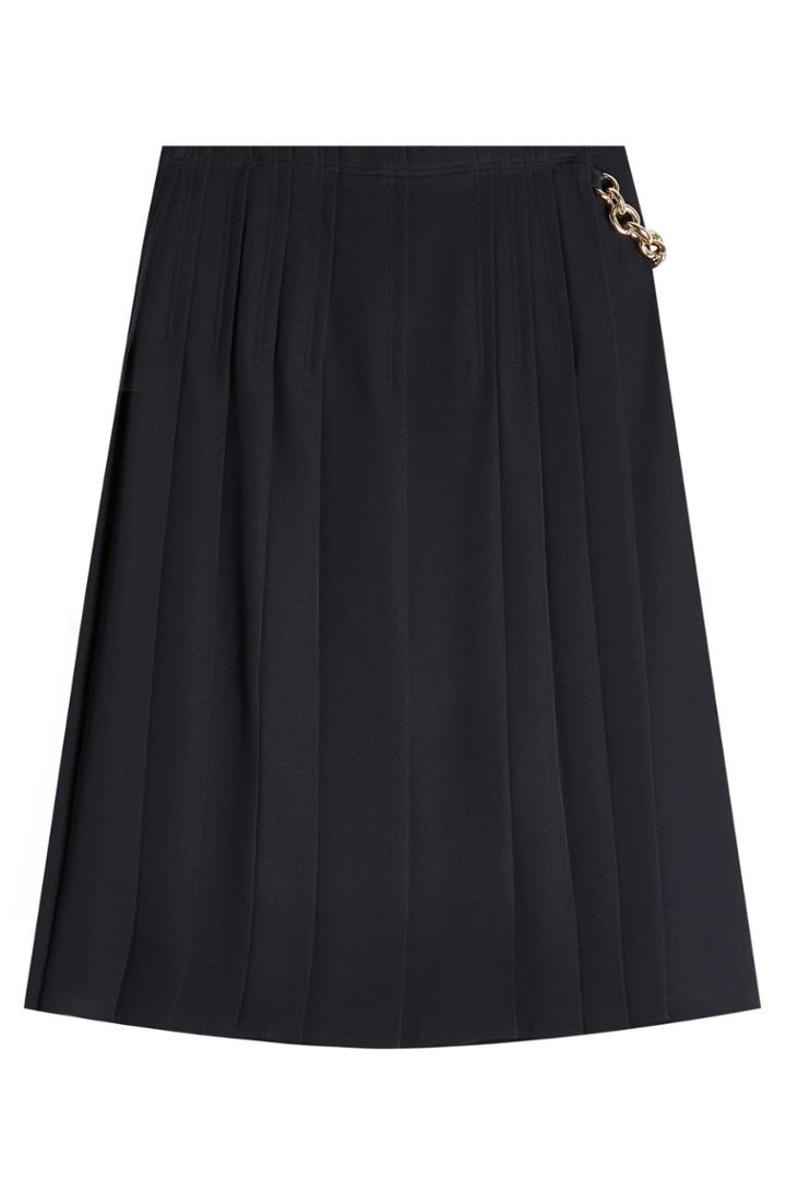 Burberry London Burberry London Pleated Silk Skirt With Chain Embellishment - Black