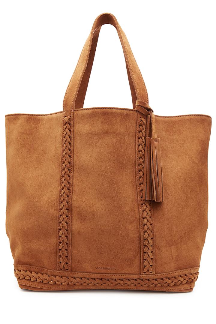 Vanessa Bruno Vanessa Bruno Suede Tote With Braided Trims And Tassel - Camel