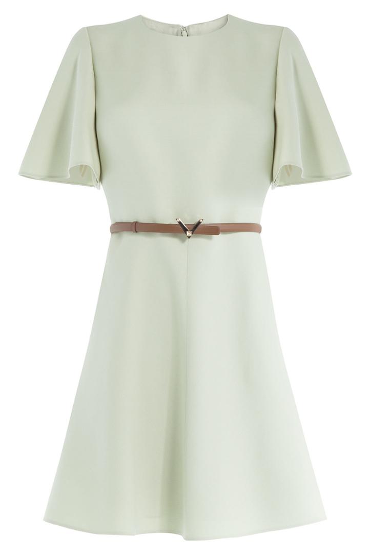 Valentino Valentino Silk Dress With Leather Belt