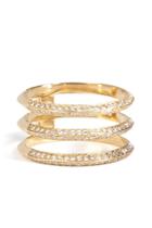 Ileana Makri Ileana Makri 18kt Yellow Gold Triple Disc Ring With White Diamonds