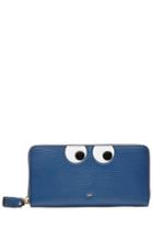 Anya Hindmarch Anya Hindmarch Leather Large Zip-around Wallet - Blue