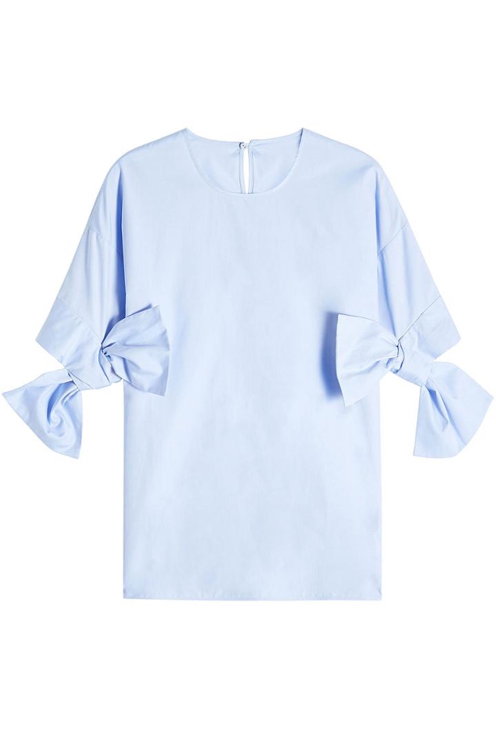 Victoria, Victoria Beckham Victoria, Victoria Beckham Cotton Top With Bow Sleeves