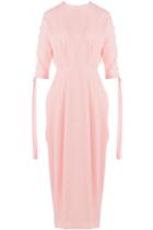 Emilia Wickstead Emilia Wickstead Silk Midi Dress With Cut-out Sleeves - Rose
