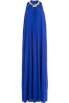 Elena Makri Elena Makri Silk Maxi-dress With Snake Neckline - Blue