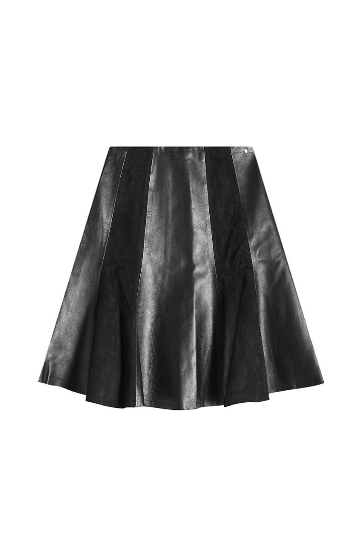 Karl Lagerfeld Karl Lagerfeld Leather And Suede Pleated Skirt