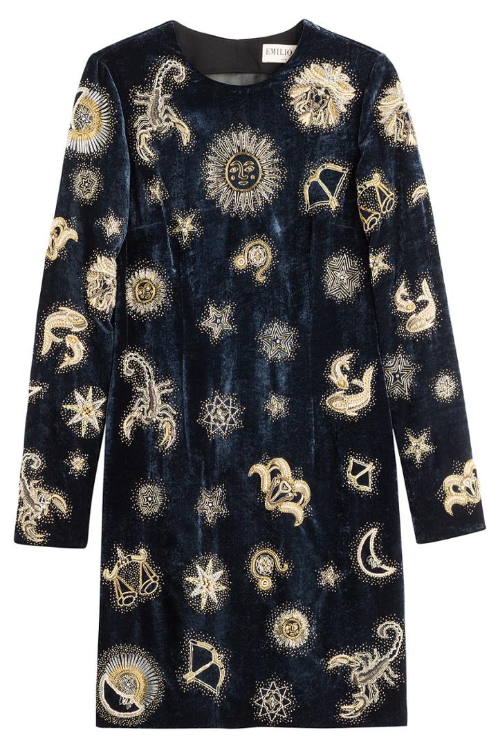Emilio Pucci Emilio Pucci Embroidered Velvet Dress - Blue
