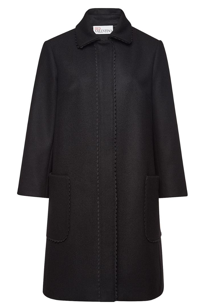 Red Valentino Red Valentino Wool-cashmere Coat With Scalloped Trim