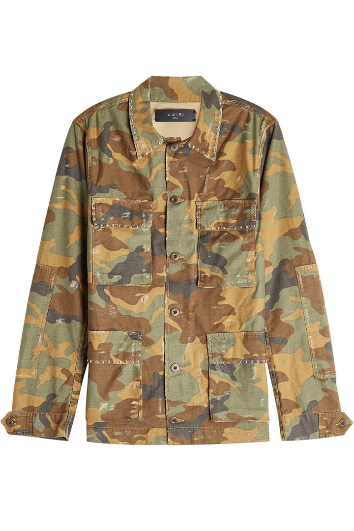 Amiri Amiri Embellished Camo Print Cotton Jacket