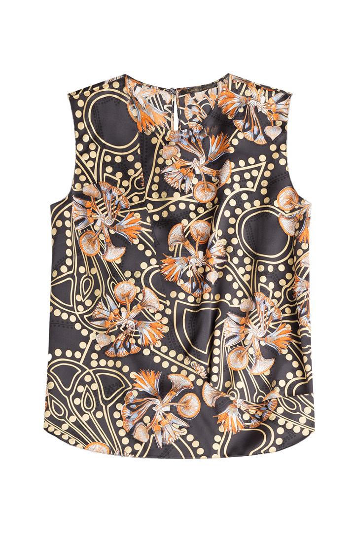 Agnona Printed Sleeveless Silk Top