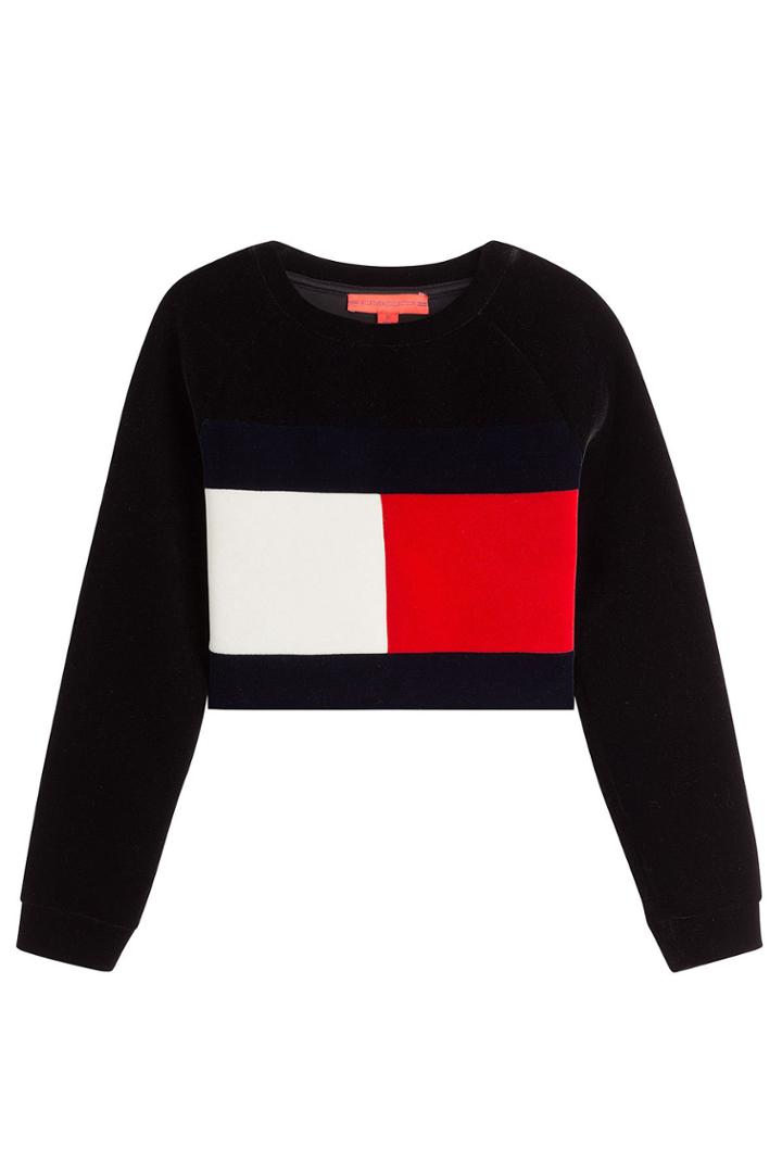 Hilfiger Collection Hilfiger Collection Cropped Velvet Sweatshirt