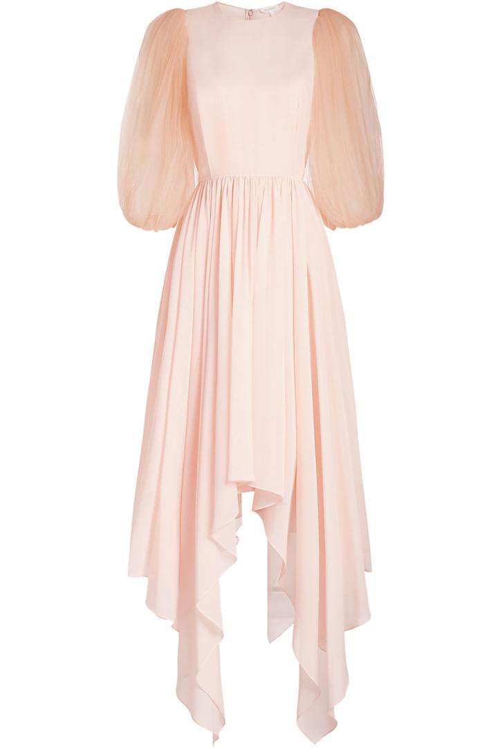 Delpozo Delpozo Stylebop.com Exclusive Silk Dress With Chiffon Sleeves