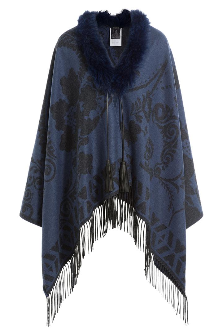 Etro Etro Cashmere Cape With Fur - Blue