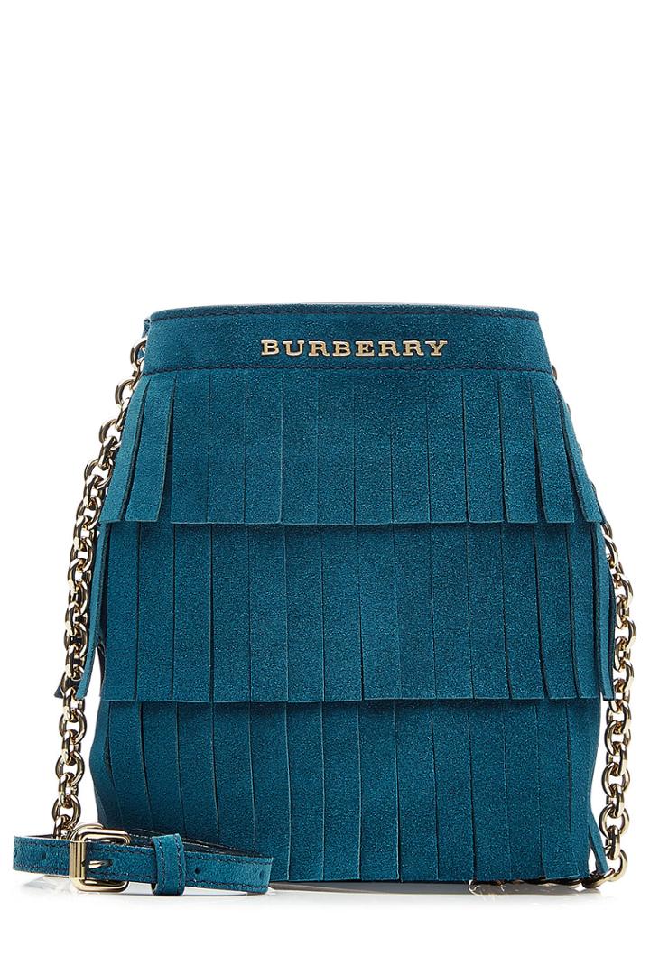 Burberry Shoes & Accessories Burberry Shoes & Accessories Fringed Suede Bucket Bag - Blue
