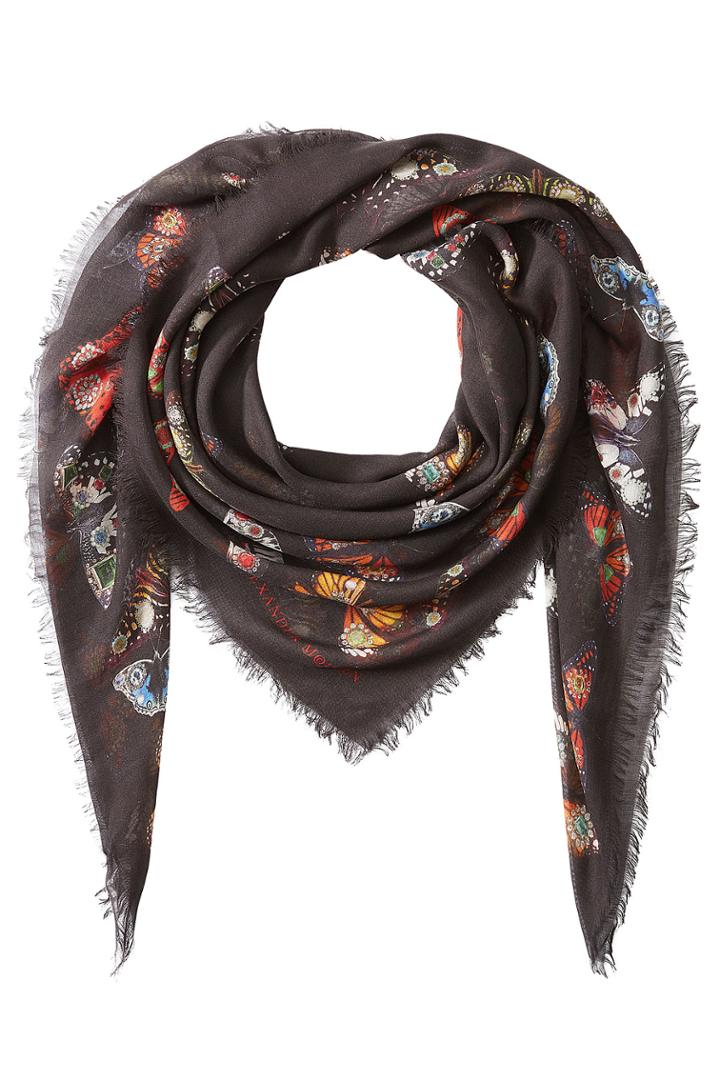Alexander Mcqueen Alexander Mcqueen Bejeweled Butterfly Scarf - Black