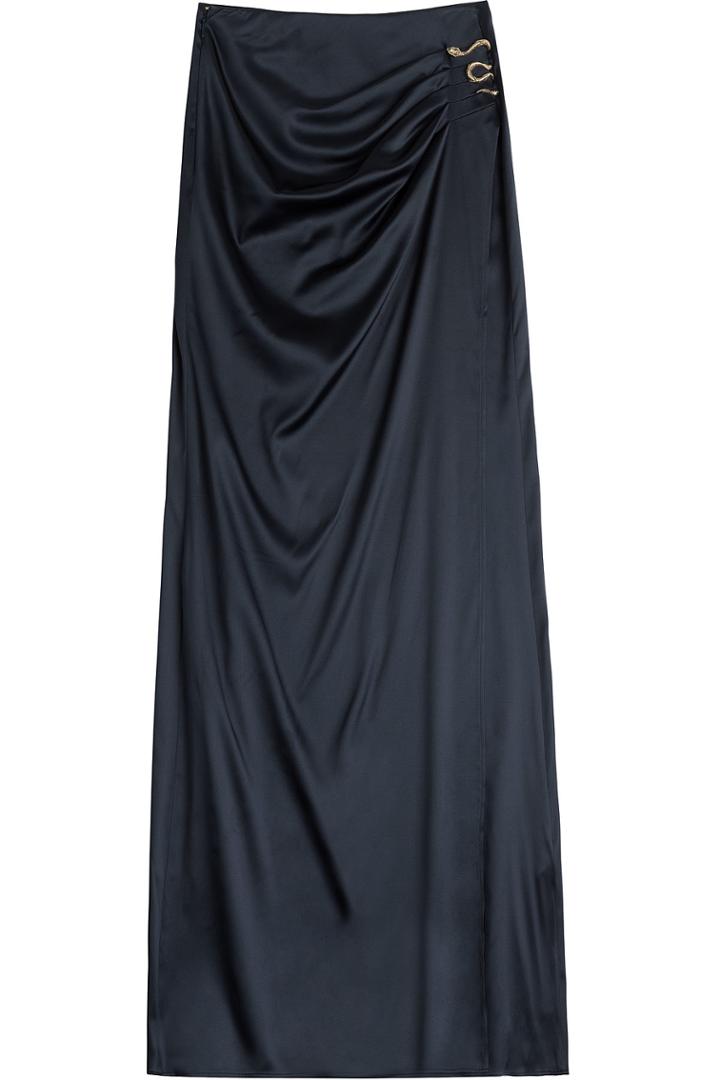 Roberto Cavalli Roberto Cavalli Silk Maxi Skirt With Snake Embellishment - Blue