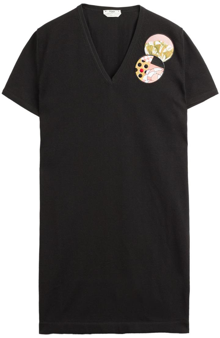 Fendi Cotton Jersey Dress With Embroidered Detail