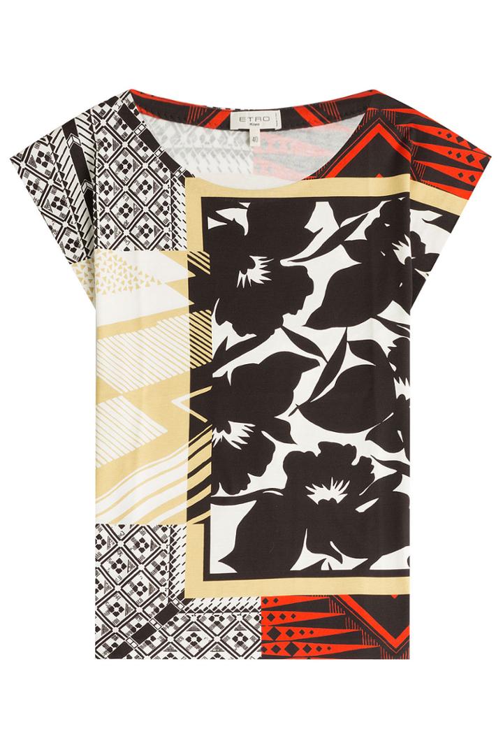 Etro Etro Cap Sleeve Printed Jersey Top