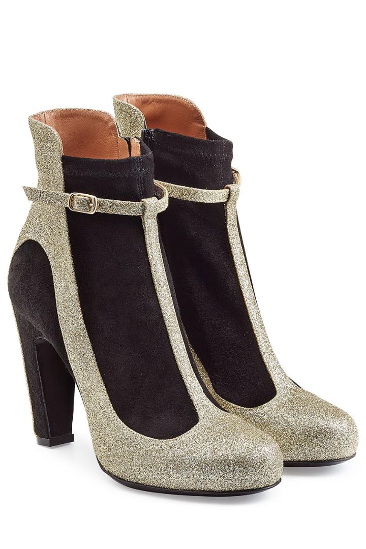 Maison Margiela Maison Margiela Glitter And Suede Ankle Boots - Gold