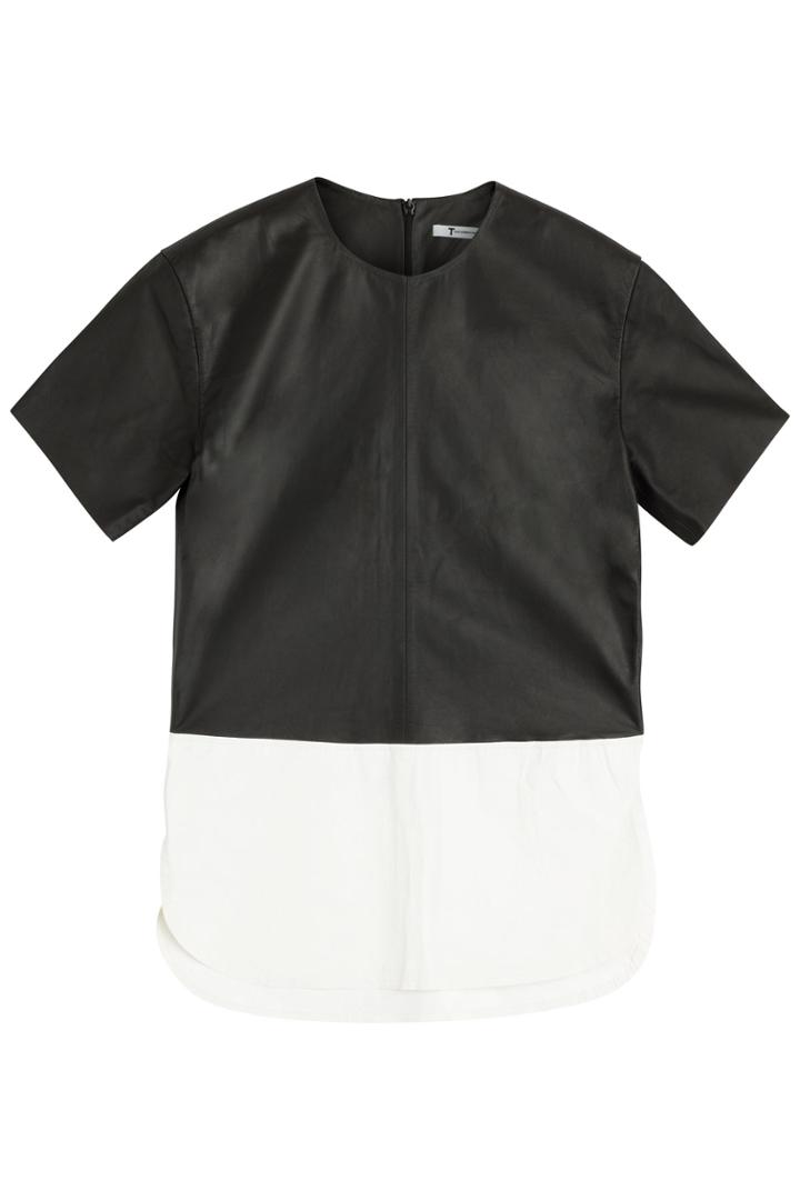 T By Alexander Wang T By Alexander Wang Leather Paneled Top - Black