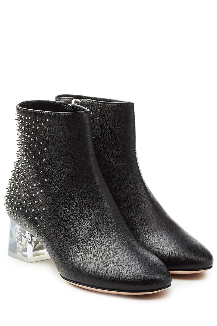 Alexander Mcqueen Alexander Mcqueen Leather Ankle Boots With Skull Heel - Black