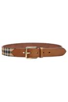 Burberry Shoes & Accessories Burberry Shoes & Accessories Leather Belt With Checked Fabric